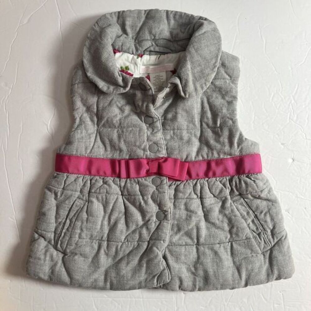 Janie‎ and Jack Quilted Baby Girl Grey Puffer Vest Size 12 to 24 month